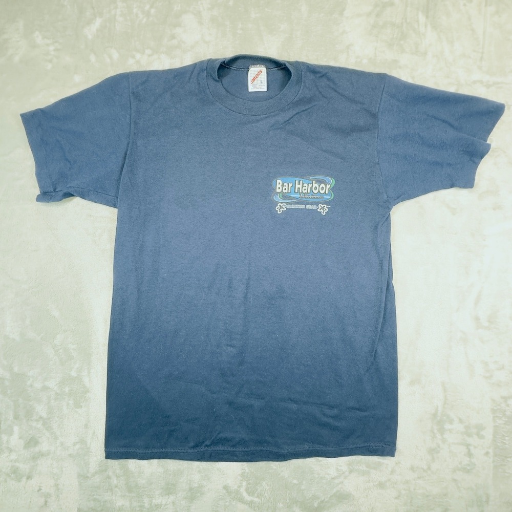 Vintage 90s Bar Harbor Maine Single Stitch T-Shirt Large Navy Jerzees USA Made